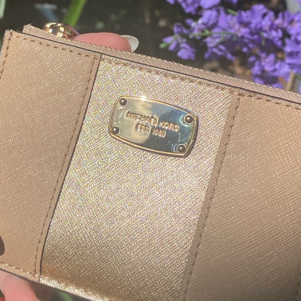 Michael Kors Gold & Tan KeyPouch Cardholder Wallet - Picture 10 of 16